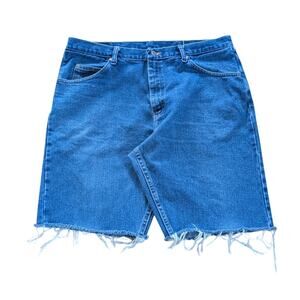 Wrangler Cut Off Denim Jean Shorts Mens 38 Blue Jorts Grunge Loose 11"